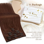 Ve Sunny Clip in Extensions Real Human Hair Dark Auburn Red Hair Clip in Extensions Straight Hair Extensions Real Human Hair Full Head 7pcs 120g 20 inch
