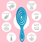 Ninabella Detangle Hair Brush for Women & Men - Does not Pull - Straightening Brushes for Straight & Curly Hair - Unique Spiral Detangling Hairbrush - Ocean Blue