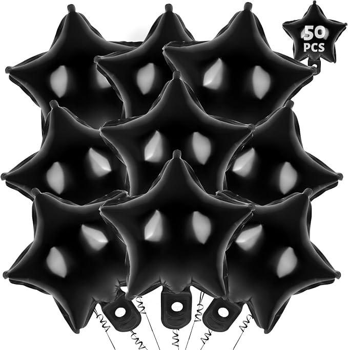 50 Pcs Star Balloons, 10 Inch Black Star Foil Balloons, Stars Shaped Balloon by YOTHORN