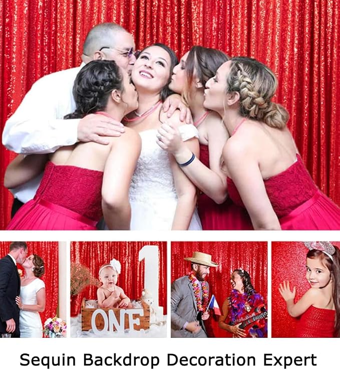 ShinyBeauty Sequin Backdrop Red 10X10FT - Image 6