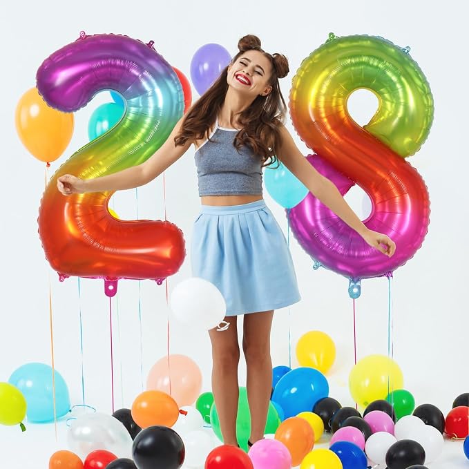 Rainbow Number 8 Balloon 40 Inch, Big Large Foil Number Balloons, Gradient - Image 5