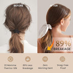 THXSILK 100% Mulberry Silk Bow Scrunchies 3-Pack, 22 Momme Mulberry Silk Hair Ties for Women, Cute Bunny Ear No Damage Ponytail Holders, Fashion Hair Accessories for Girls(M, Pearl White)