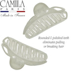 Camila Paris CP3637 French Hair Clip for Women Thick Hair for Long Curly Wavy Hair, Gray, Girls Hair Claw Clips Fashion Styling Hair Accessories for Women, Strong Hold No Slip Grip, Made in France