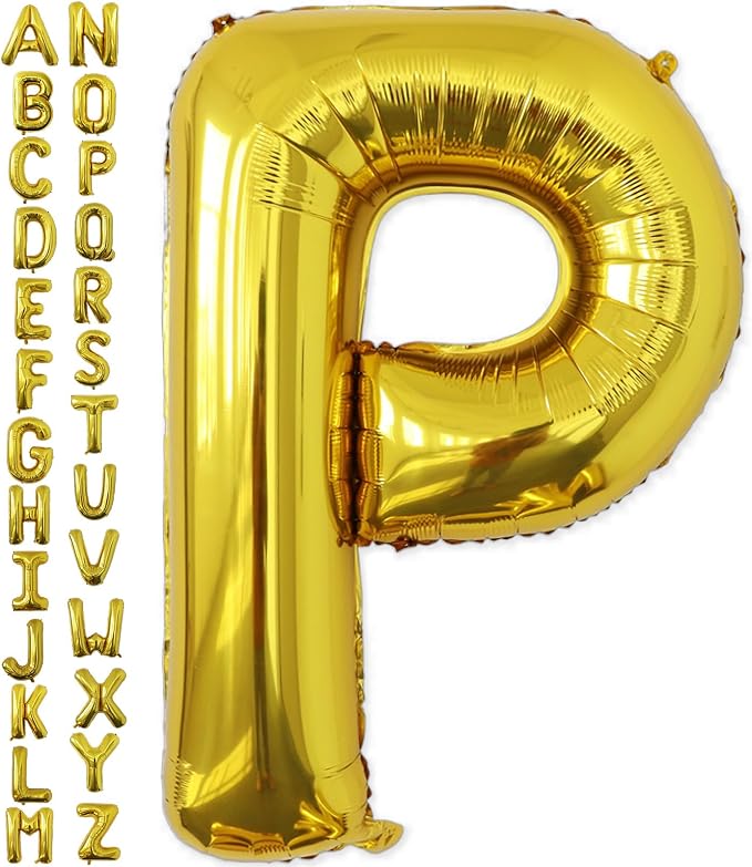 VHUWE 40 inch Gold Letter P Balloon, Big Size Alphabet Foil Mylar Helium by VHUWE