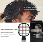 Magic Curl Sponge Set for Barber Hair Styling: Afro Twist Hair Brush, Metal Pick Comb, and Styling Combs (Black-A)