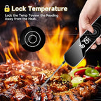 Instant Read Thermometer, 3in1 Touchscreen Food Thermometer, 180° Rotatable LED Display Digital Meat Thermometer
