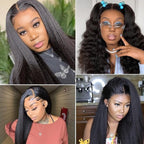 GOLFMAX Yaki Straight Human Hair Wig For Black Women Natural Kinky Straight 13x4 Lace Front Wigs Human Hair 18 Inch kinkycurly human hair wig