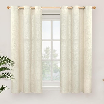 YoungsTex 45 Inch Length Beige Linen Curtains by YoungsTex
