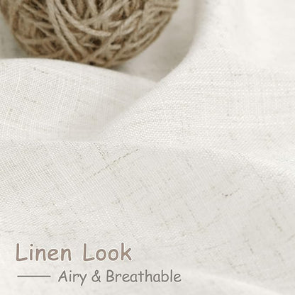 Beige White Linen Curtains 108 Inches Long - Image 5