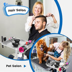 Salon Rolling Tray on Wheels, Hairstylist Tray with Storage Platform and Hair Separator Stand for Salon Station, Salon Tray Cart, Metal Service Instrument Storage Tray Accessory for Salon&Spa Use