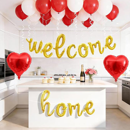 Welcome Home Balloons Red Gold, 16Inch Welcome Home Foil Banner - Image 6