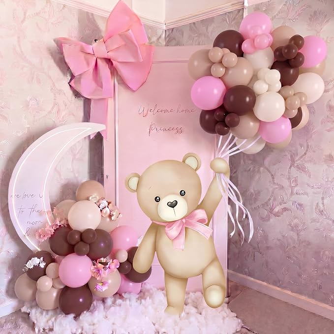 43 Pcs Pink Brown Bear Baby Shower Decorations - Image 7