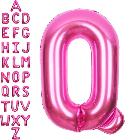 SUWEN 40 Inch Hot Pink Large Q Letter Balloons Big Foil Helium Letter A-Z | by SUWEN