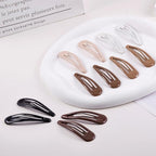 24 PCS 2.36 In Metal Snap Hair Barrettes For Women Water Drop Shape Hair Clips For Thick Thin Fine Hair,Bright Black Brown Beige White