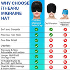 iTHERAU Migraine Ice Head Wrap, Headache Relief Hat & Migraine Cap Cold Compress, Migraine Relief Cap for Headache Eyes Mask for Puffy Eyes, Tension, Sinus & Stress Relief (2Packs)