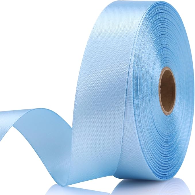 7/8 Inch 30 Yards Sky Blue Satin Craft Ribbon-Single Face Polyester Ribbon by Unknown