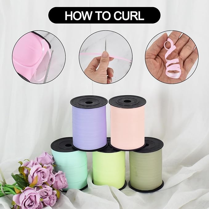 TONIFUL 500 Yards Nude Pink Curling Ribbon Balloon String Gift Wrapping | Pink - Image 3