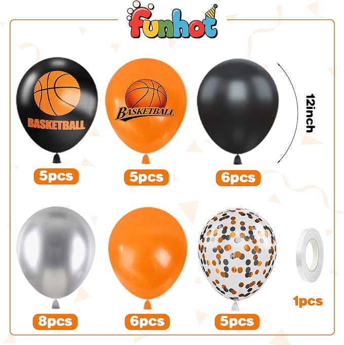 Black and Orange Balloons for Basketball Party Decorations | 12-inch orange - Image 2