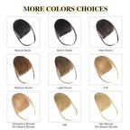 BOGSEA Bnags Hair Clip- Medium Brown Fake Bangs 100% Real Human Hair Extensions Wispy Bangs for Women Fringe with Temples Hairpieces Curved Bangs for Daily Wear（Medium Brown Wispy Bangs）