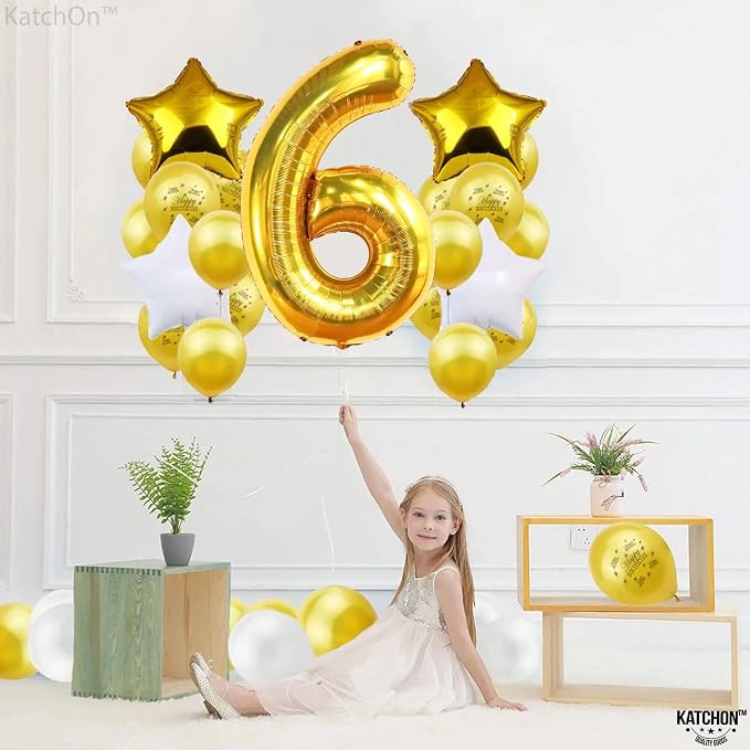 KatchOn Gold Number 6 Balloon 40 Inch, 6th Birthday Balloon | 6th Birthday - Image 8