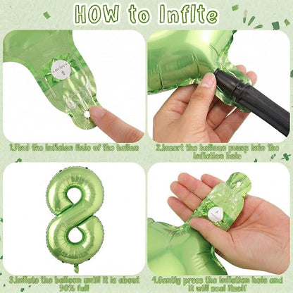 Light Green Number 8 Balloon 40 Inch, Glossy Metallic Numeral Event Decor | - Image 5