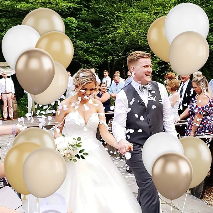Apricot Balloons Set, 12Inch Apricot Nude Latex Balloon Metallic Champagne Gold - Image 7