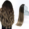 Sunny Hair Tape in Hair Extensions Real Human Hair Invisible Remy Hair Extensions Tape ins for Women Natural Black Ombre Dark Brown Balayage Ash Blonde 12 inch 20Pcs