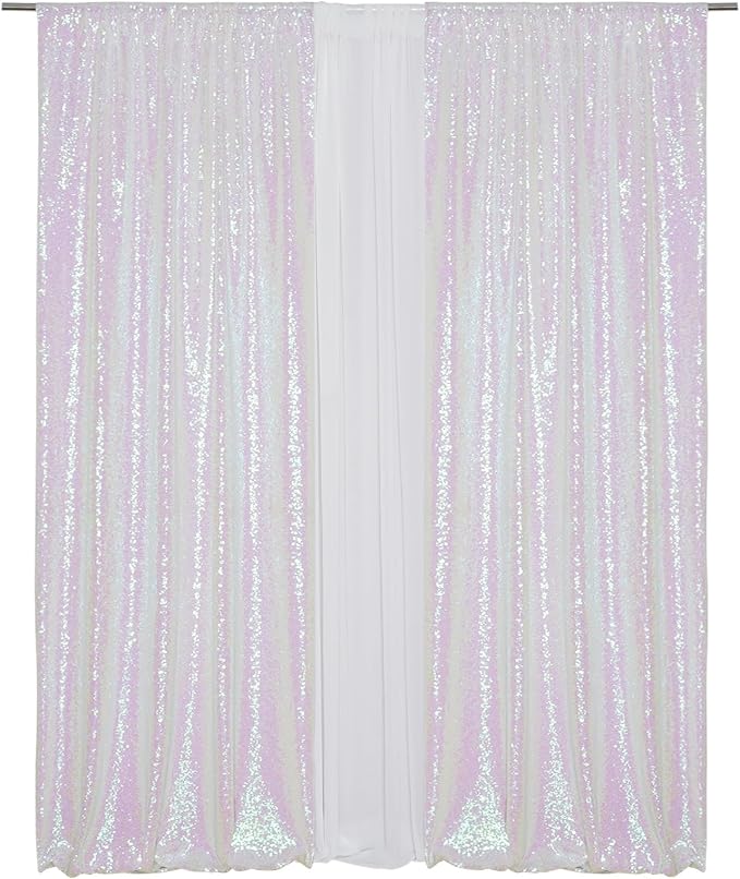 Eternal Beauty Iridescence Sequin Backdrop Curtains, 2 Panels 2x8FT | 3mm - Image 2
