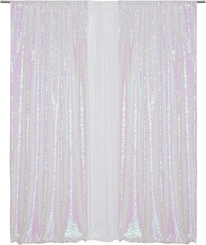 Eternal Beauty Iridescence Sequin Backdrop Curtains, 2 Panels 2x8FT | 3mm - Image 2