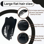 Women Flat Hair Clips,4-Pack French Large Matte Non-Slip Claw Hair Clips for Thick or Thin Hair (White, Black, Matte Khaki,Matte Dark Brown)