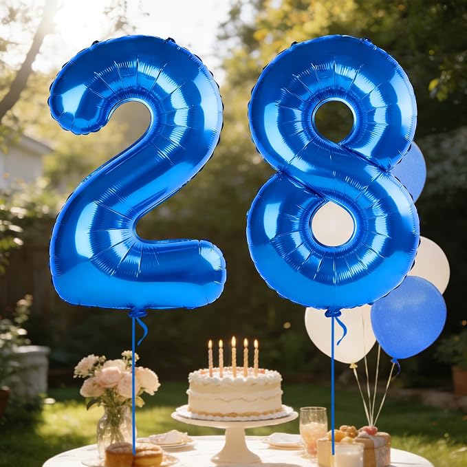 40 Inch Number 28 Balloons for 28th Birthday Party Decorations, 0-100 Dark Blue - Image 3