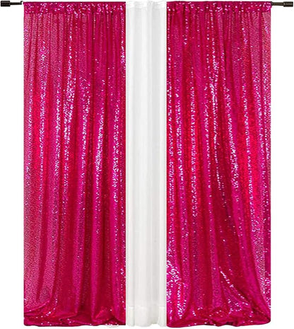 Eternal Beauty Hot Pink Sequin Backdrop Curtains, 4 Panels 2x8FT | 3mm Sparkle - Image 5