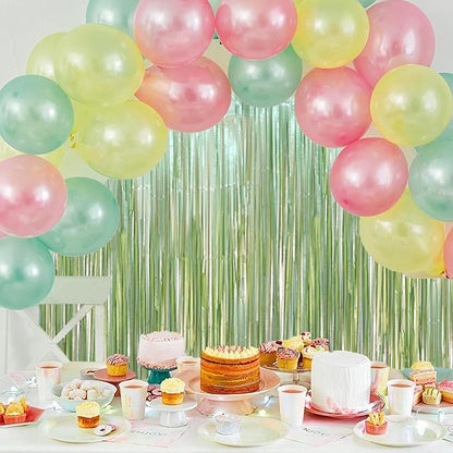 Voircoloria Light Green Foil Fringe Backdrop Curtains, 2 Pack | Tinsel Streamers - Image 7