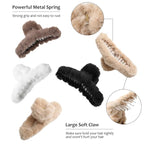 5PCS Large Claw Hair Clips for Thick Hair Big Banana Hair Clips for Women Nonslip Strong Hold Hair Claw Clip Plush (White+Black+Beige+Brown+Coffee)