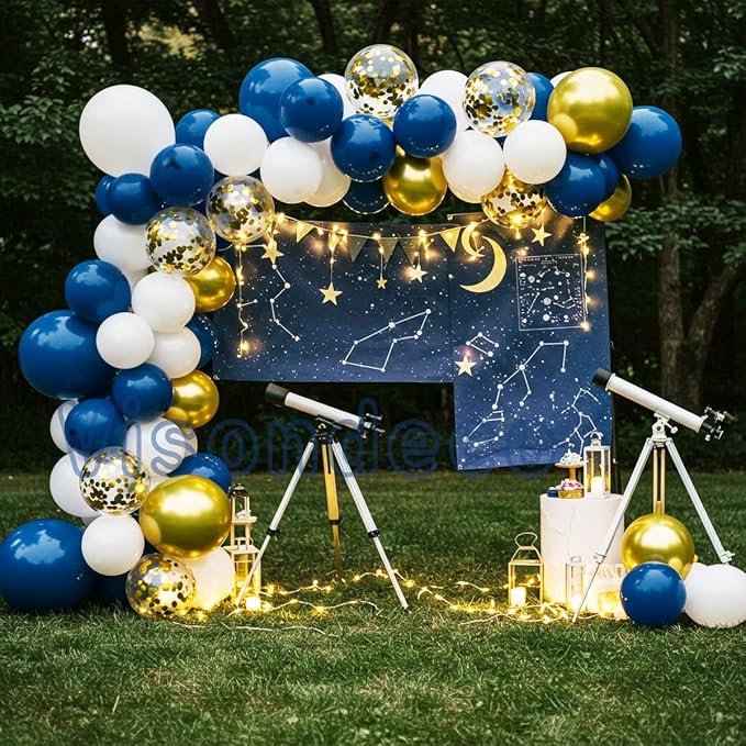 Navy Blue Balloon Arch Kit, 10 Gold Confetti, Graduation 2026, Baby Shower - Image 4