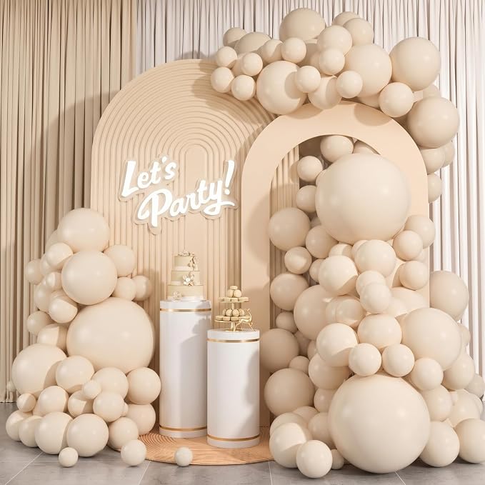 96Pcs 5/10/12/18 Inch Sand White Latex Balloon Garland Arch Kit | Cream Ivory by OWPFJG