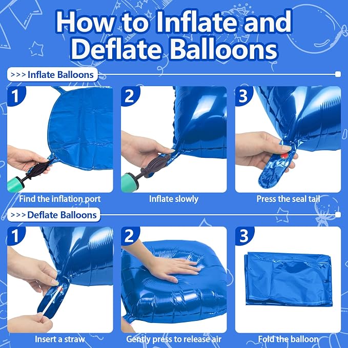 NISOCY 36PCS Metallic Blue Square Foil Balloons Wall Backdrop | Double Sided - Image 3
