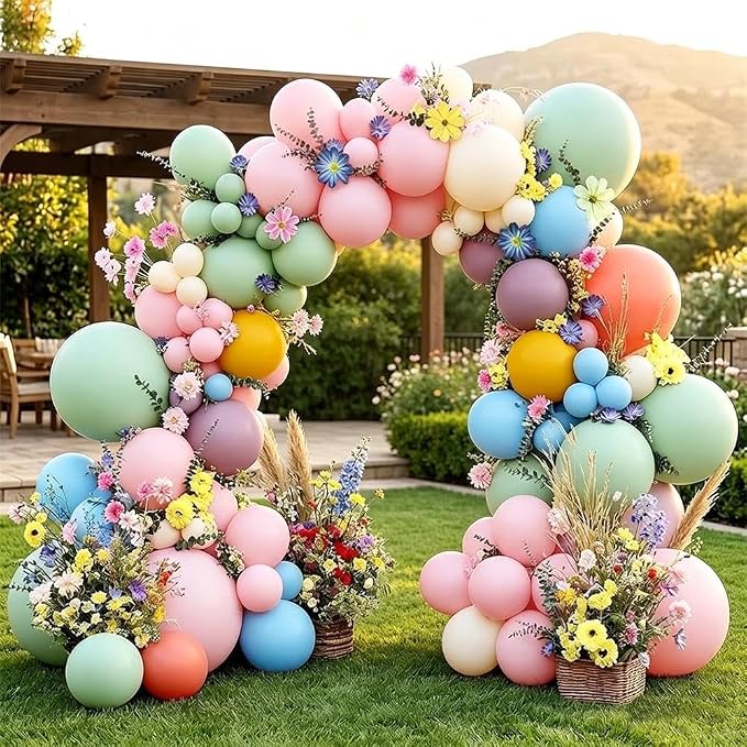 Blue Green Pink Balloon Arch by doublestuffed