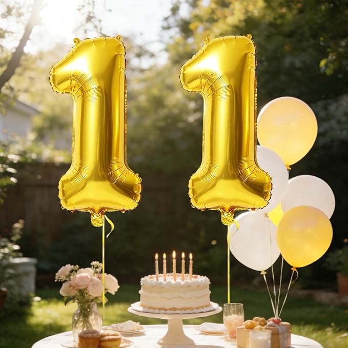 40 Inch Number 11 Balloons for 11th Birthday Party Decorations, 0-100 Gold - Image 3
