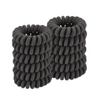 Spiral Cloth Hair Ties for Women (Grey, 12 Pcs) - Coil Ponytail Holders, No Crease Phone Cord Hair Ties for All Hair Types