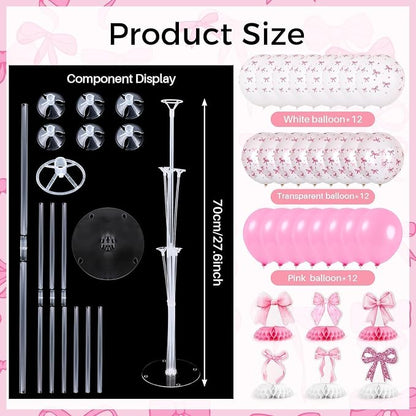 6 Set Pink Bow Birthday Decoration - Image 2