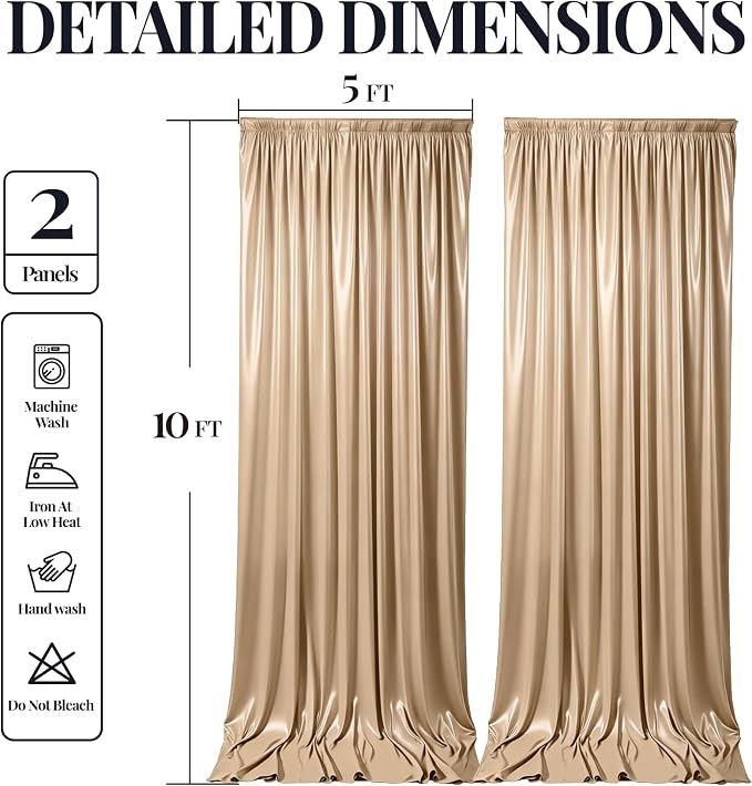 10x10ft Champagne Gold Glitter Backdrop Curtain - Image 9