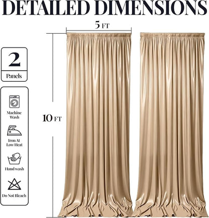 10x10ft Champagne Gold Glitter Backdrop Curtain - Image 9