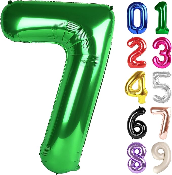 7 Balloon - Green Birthday Number Balloons, 40 Inch Decorations Men Women | by ALPHADELTAPI