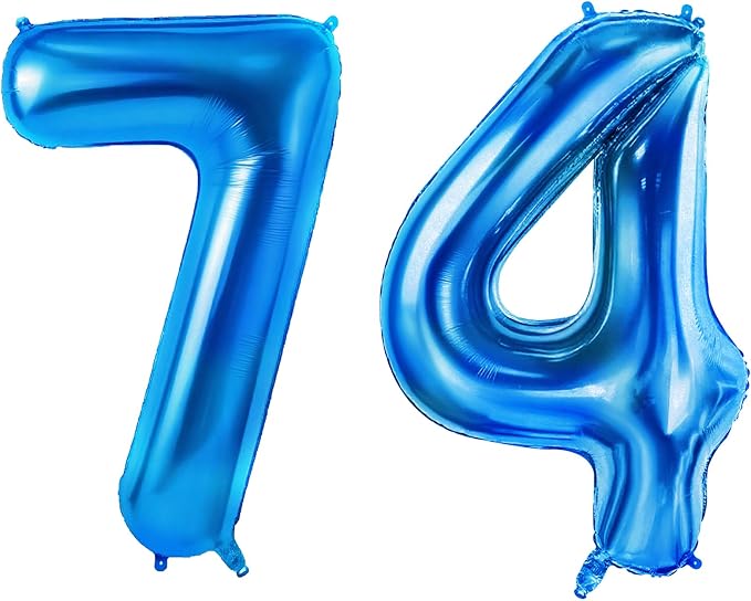 Number 74 Balloons for 74th Birthday Party Decorations, 0-100 Large No.74 by Joycard