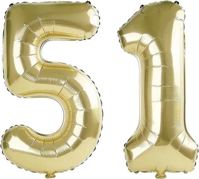 40 Inch Number 51 Balloons for 51st Birthday Party Decorations, 0-100 Champagne by FOBELEC