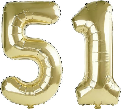 40 Inch Number 51 Balloons for 51st Birthday Party Decorations, 0-100 Champagne by FOBELEC