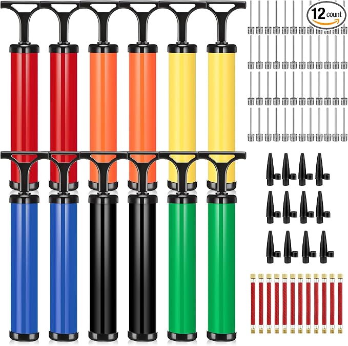 12 Sets Ball Pump Air Pumps Portable Hand Air Ball Pump Inflatables Air Ball by Aoriher