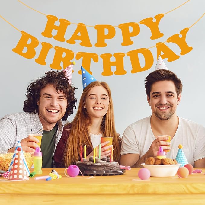 Orange Happy Birthday Banner Birthday Party Decorations Sign Birthday Backdrop - Image 7