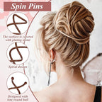 50 Pcs Spiral Hair Pins Set Spin Pins Spiral U Bobby Pins Round Tips Bun Hair Style DIY Twist Barrette Durable Non-Scratch Corkscrew Design for Girls Women Effortless Bun Hairstyles